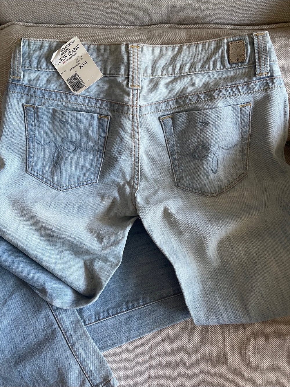 GUESS NEW Y2K Daredevil Bootcut Flare Jeans 29 light blue denim - Picture 4 of 12